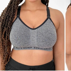 Kindred Bravely Nursing Sports Bra Grey Black Size L Busty‎